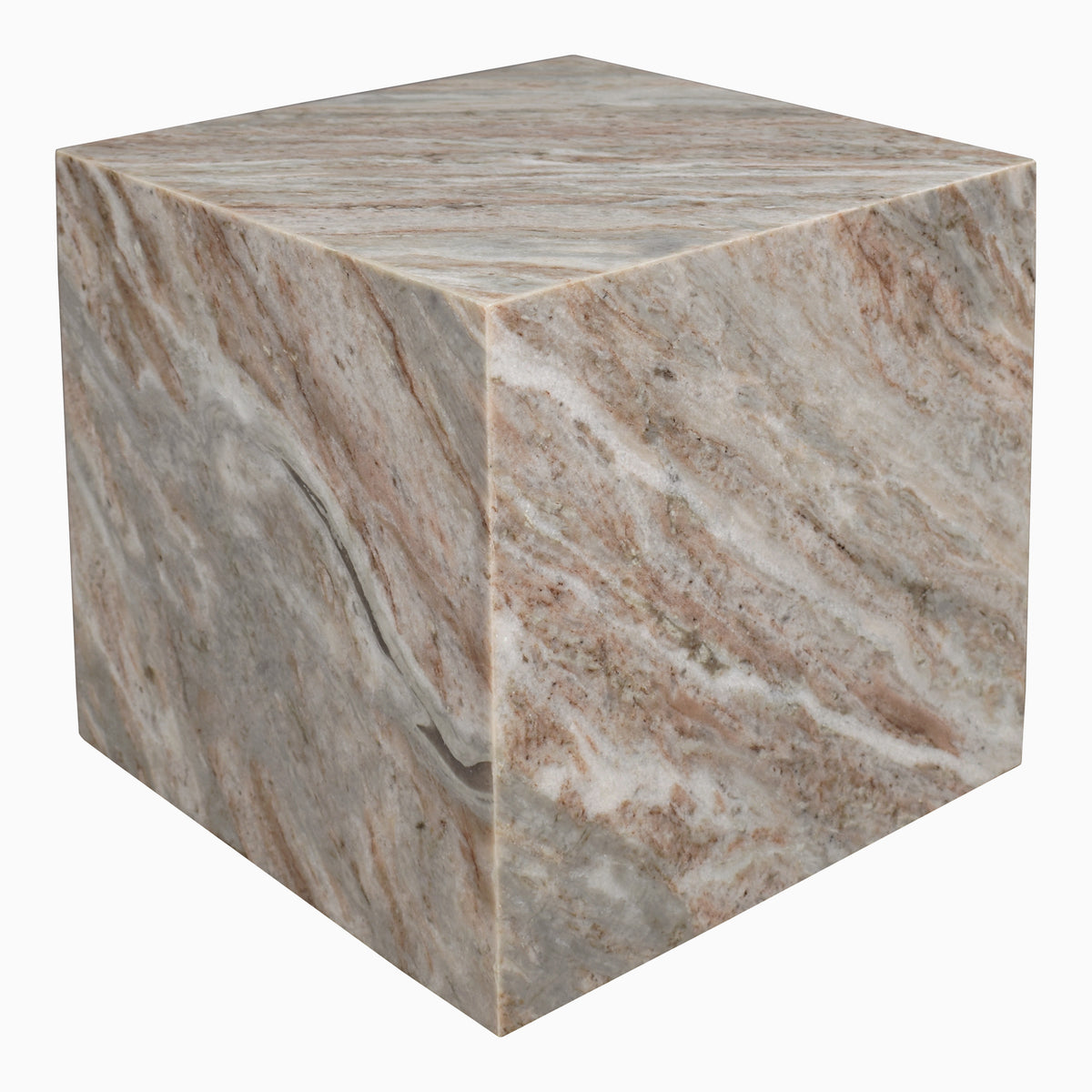 Erosia 15" Contemporary Natural Marble Handmade Cube End Table