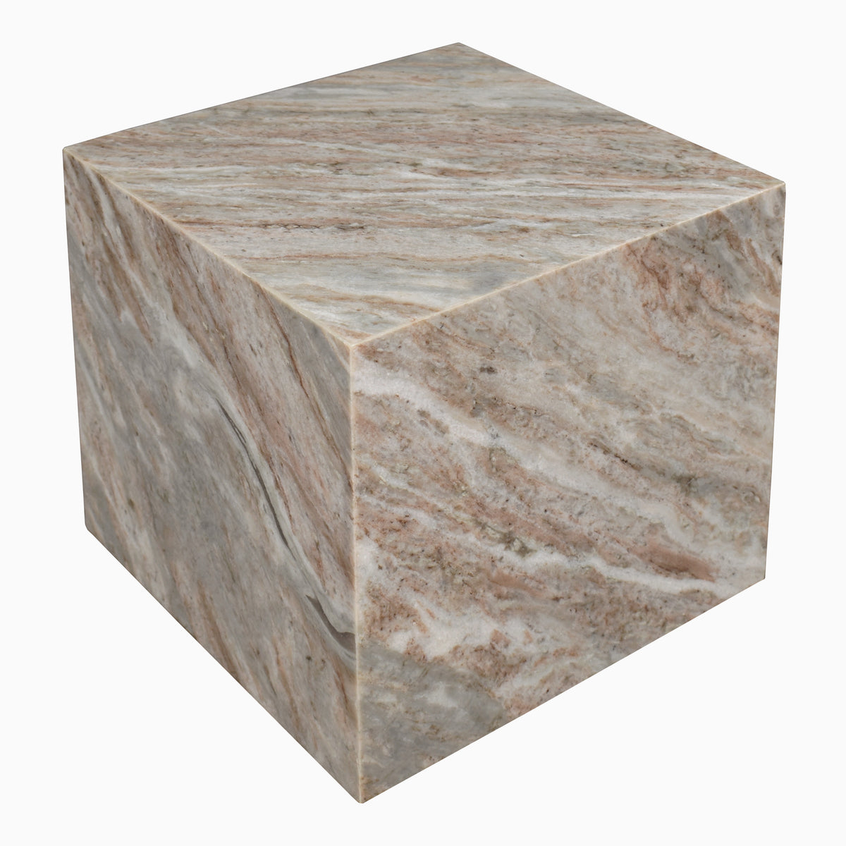 Erosia 15" Contemporary Natural Marble Handmade Cube End Table