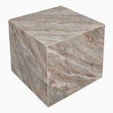 Erosia 15" Contemporary Natural Marble Handmade Cube End Table