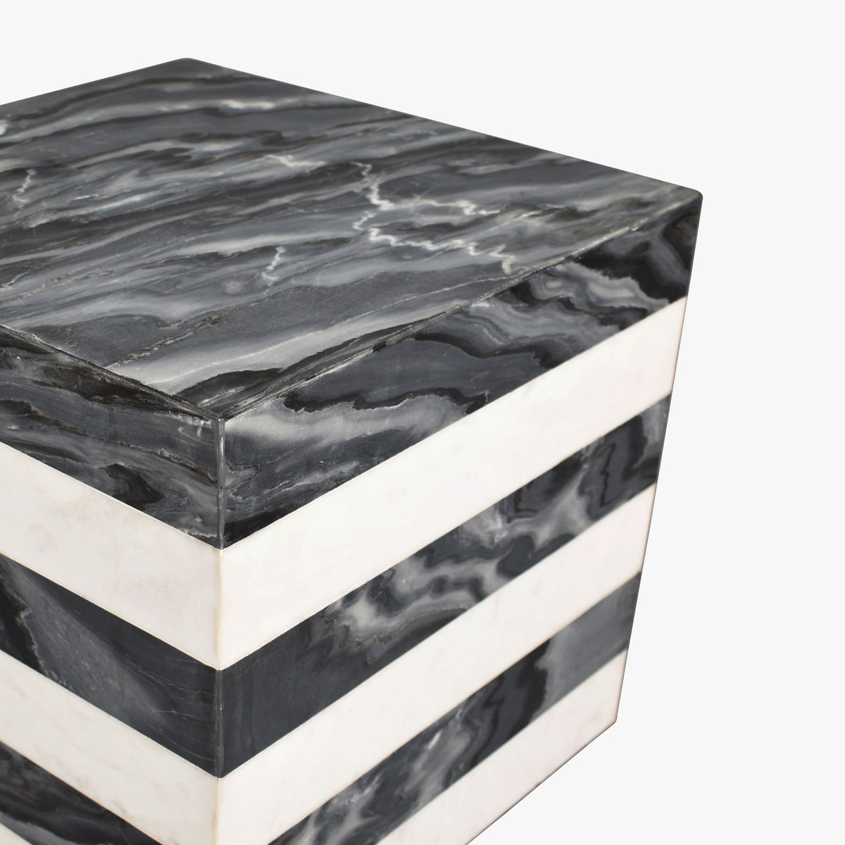 Erosia 15" Contemporary Natural Marble Handmade Cube End Table