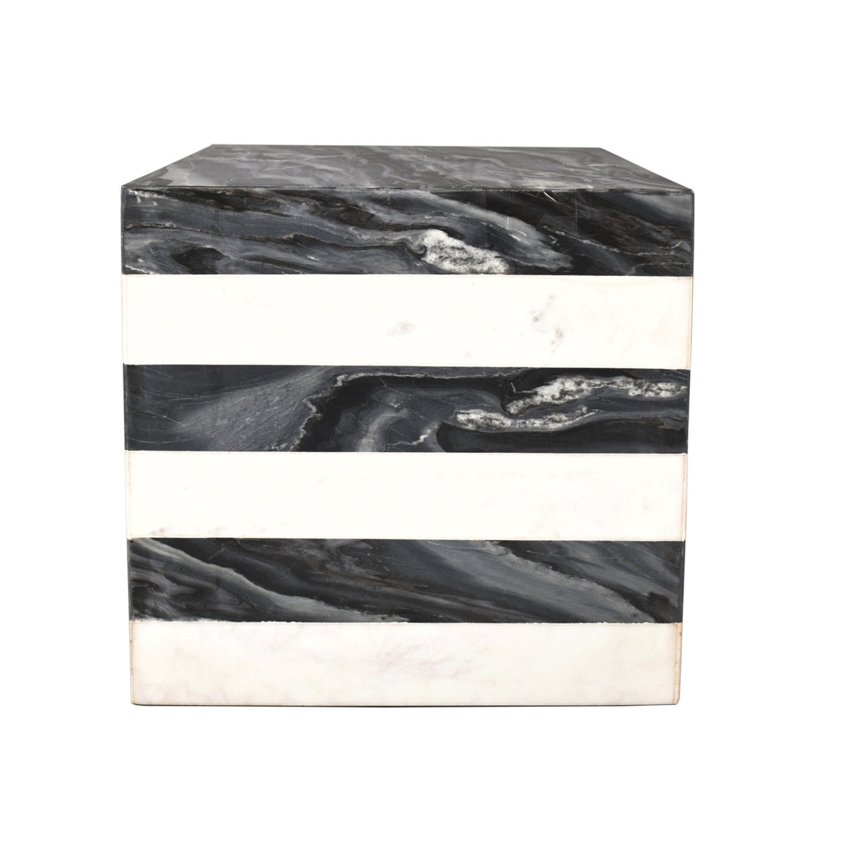 Erosia 15" Contemporary Natural Marble Handmade Cube End Table