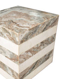 Erosia 15" Contemporary Natural Marble Handmade Cube End Table