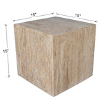Erosia 15" Contemporary Natural Marble Handmade Cube End Table