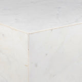 Erosia 15" Contemporary Natural Marble Handmade Cube End Table