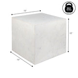 Erosia 15" Contemporary Natural Marble Handmade Cube End Table