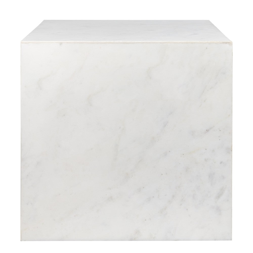 Erosia 15" Contemporary Natural Marble Handmade Cube End Table