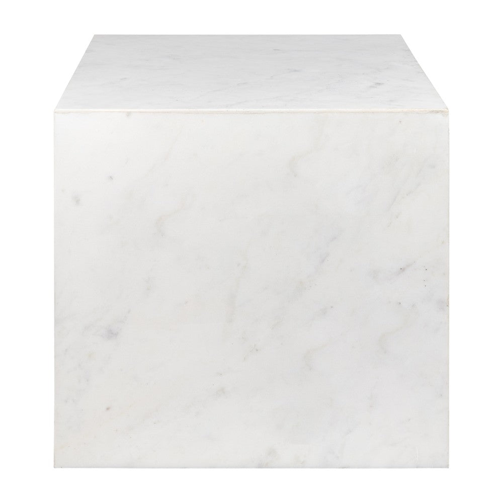 Erosia 15" Contemporary Natural Marble Handmade Cube End Table