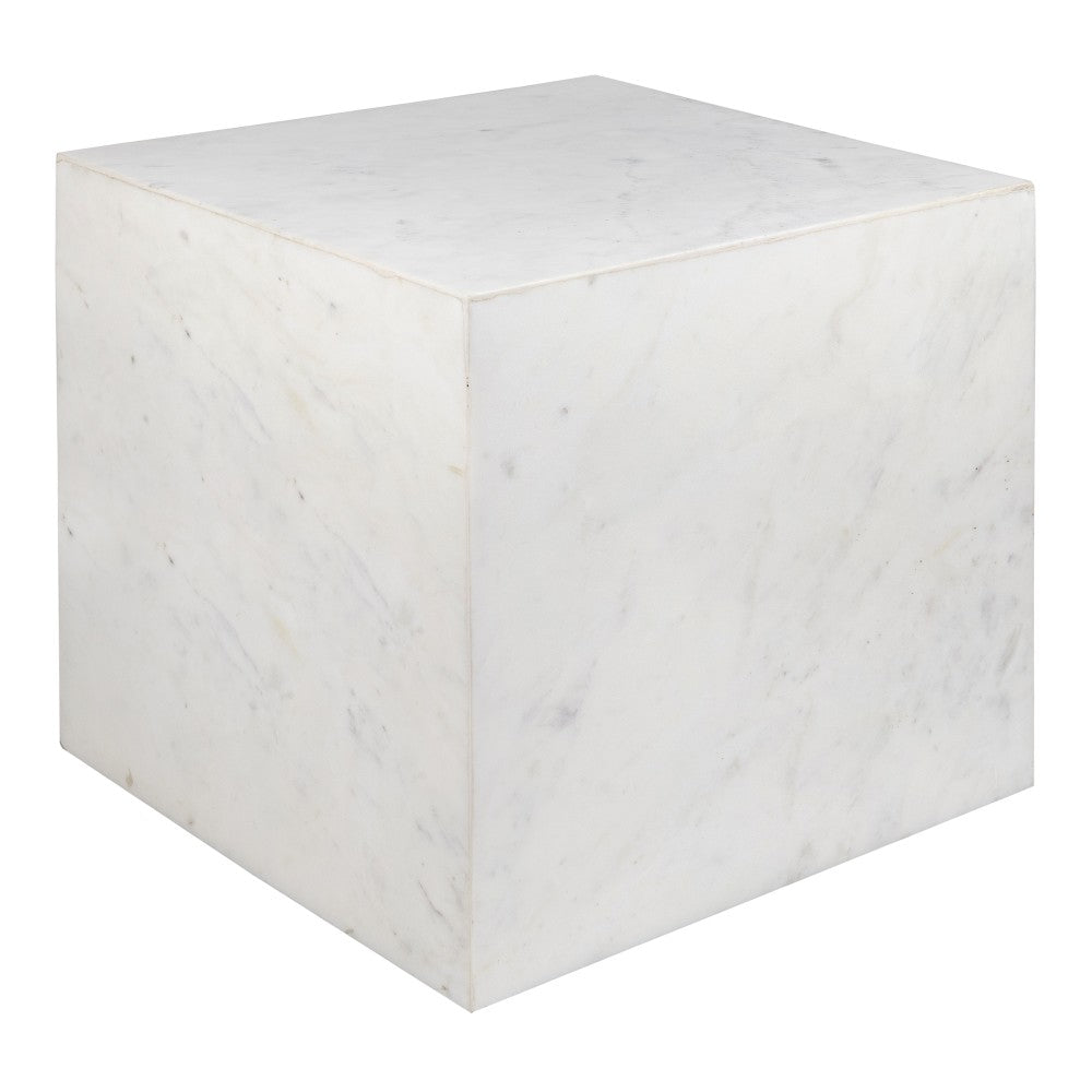 Erosia 15" Contemporary Natural Marble Handmade Cube End Table