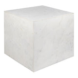 Erosia 15" Contemporary Natural Marble Handmade Cube End Table
