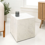Erosia 15" Contemporary Natural Marble Handmade Cube End Table