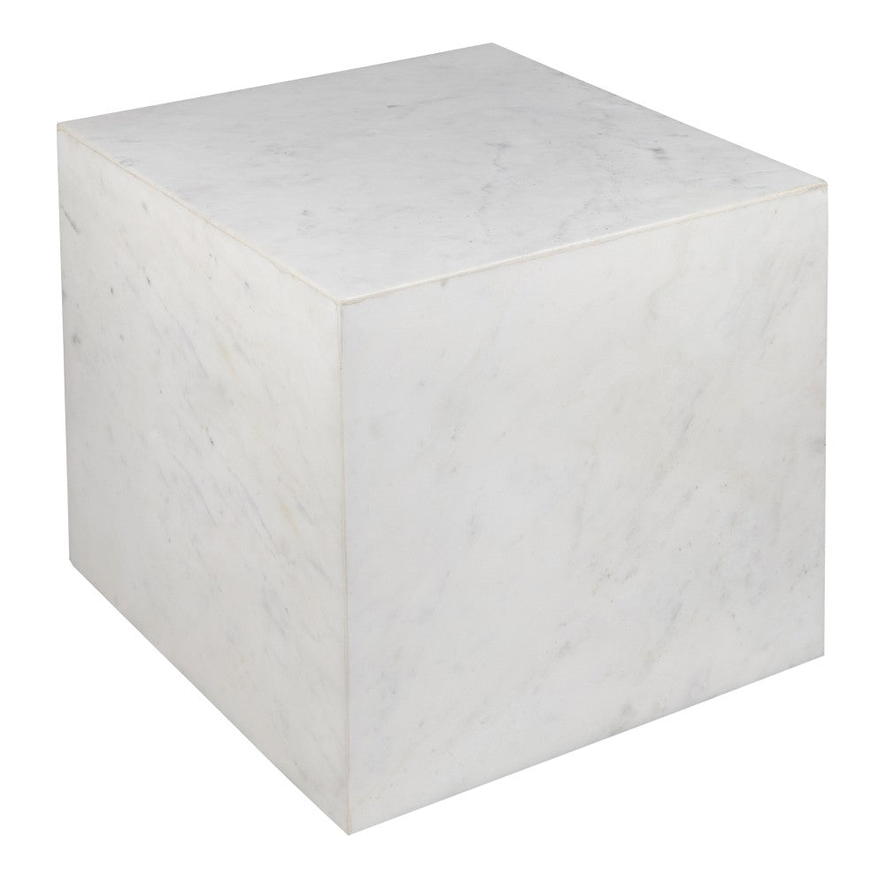 Erosia 15" Contemporary Natural Marble Handmade Cube End Table