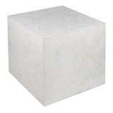Erosia 15" Contemporary Natural Marble Handmade Cube End Table