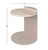 Laurel 20" Contemporary Natural Marble/Metal Handmade C-Shaped End Table