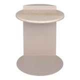 Laurel 20" Contemporary Natural Marble/Metal Handmade C-Shaped End Table