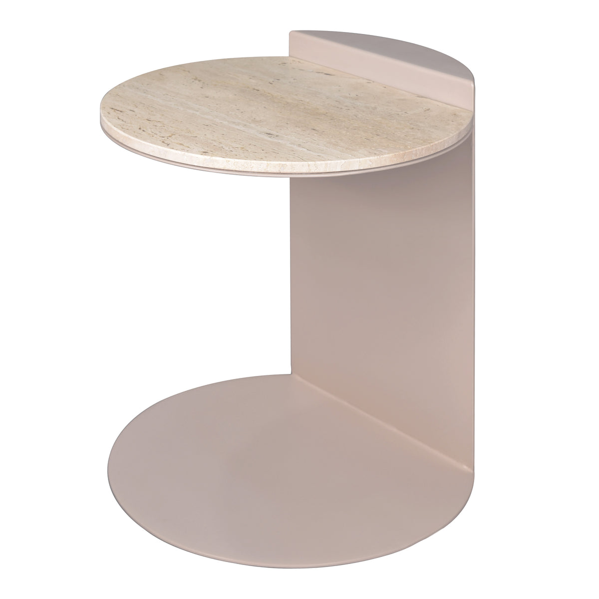 Laurel 20" Contemporary Natural Marble/Metal Handmade C-Shaped End Table