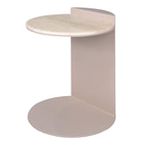 Laurel 20" Contemporary Natural Marble/Metal Handmade C-Shaped End Table