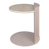Laurel 20" Contemporary Natural Marble/Metal Handmade C-Shaped End Table