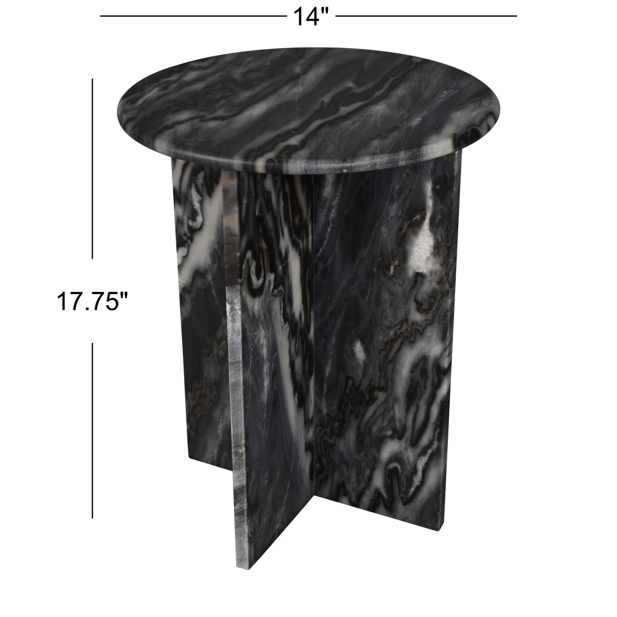 Lippa 17.75" Contemporary Natural Marble Handmade X-Shaped End Table