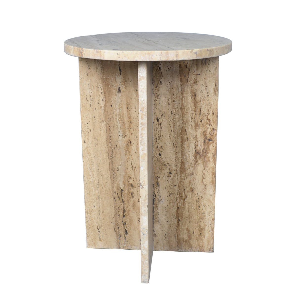 Lippa 17.75" Contemporary Natural Marble Handmade X-Shaped End Table