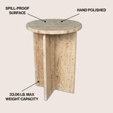 Lippa 17.75" Contemporary Natural Marble Handmade X-Shaped End Table