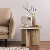 Lippa 17.75" Contemporary Natural Marble Handmade X-Shaped End Table