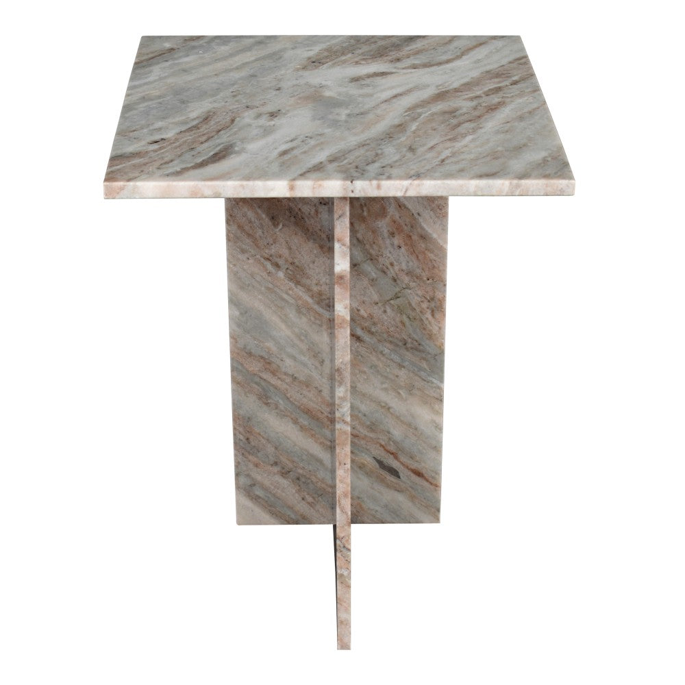Stone 18.5" Contemporary Natural Marble Handmade T-Shaped End Table