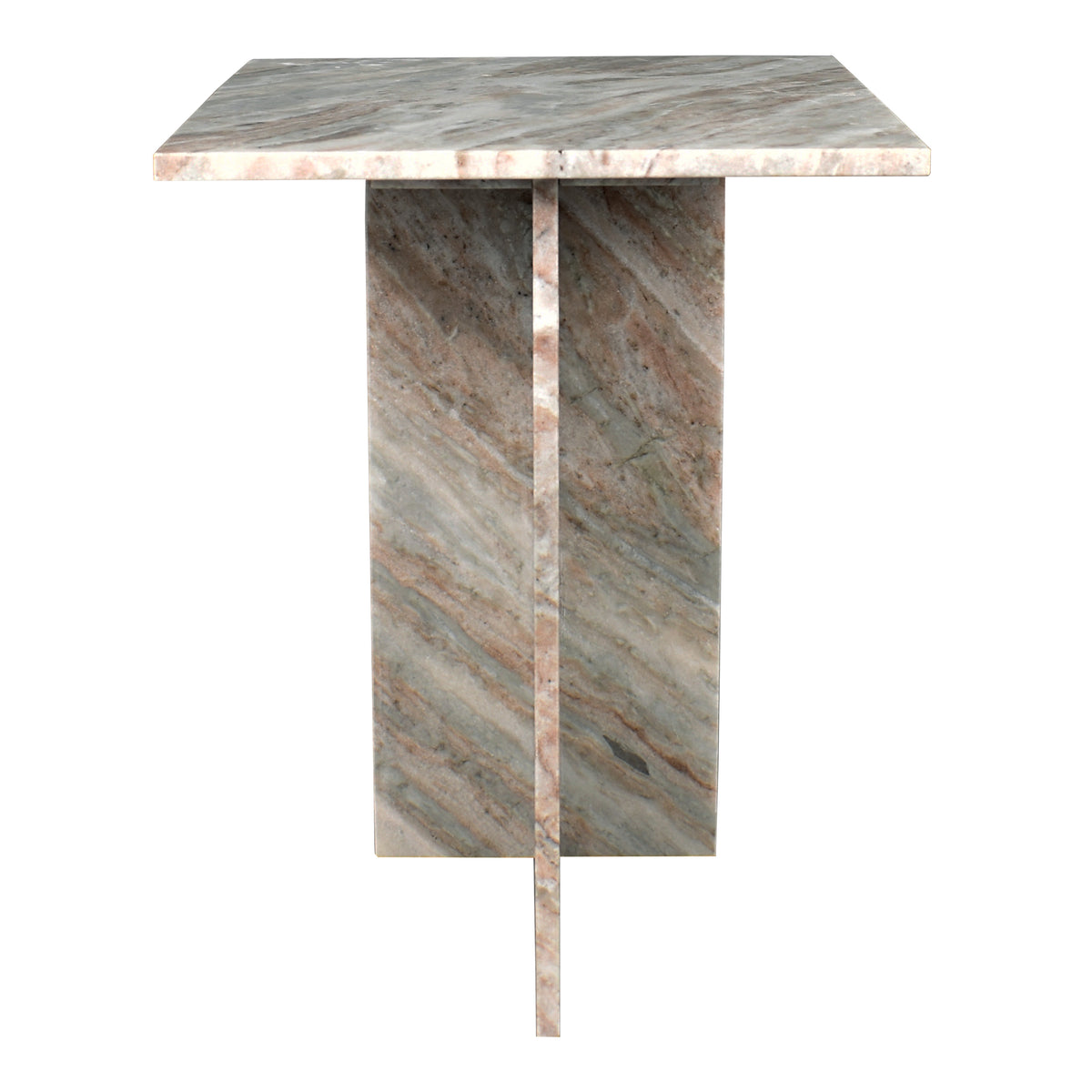 Stone 18.5" Contemporary Natural Marble Handmade T-Shaped End Table