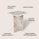 Stone 18.5" Contemporary Natural Marble Handmade T-Shaped End Table