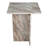 Stone 18.5" Contemporary Natural Marble Handmade T-Shaped End Table
