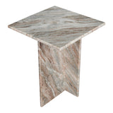 Stone 18.5" Contemporary Natural Marble Handmade T-Shaped End Table