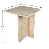 Stone 18.5" Contemporary Natural Marble Handmade T-Shaped End Table