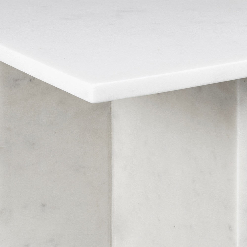 Stone 18.5" Contemporary Natural Marble Handmade T-Shaped End Table