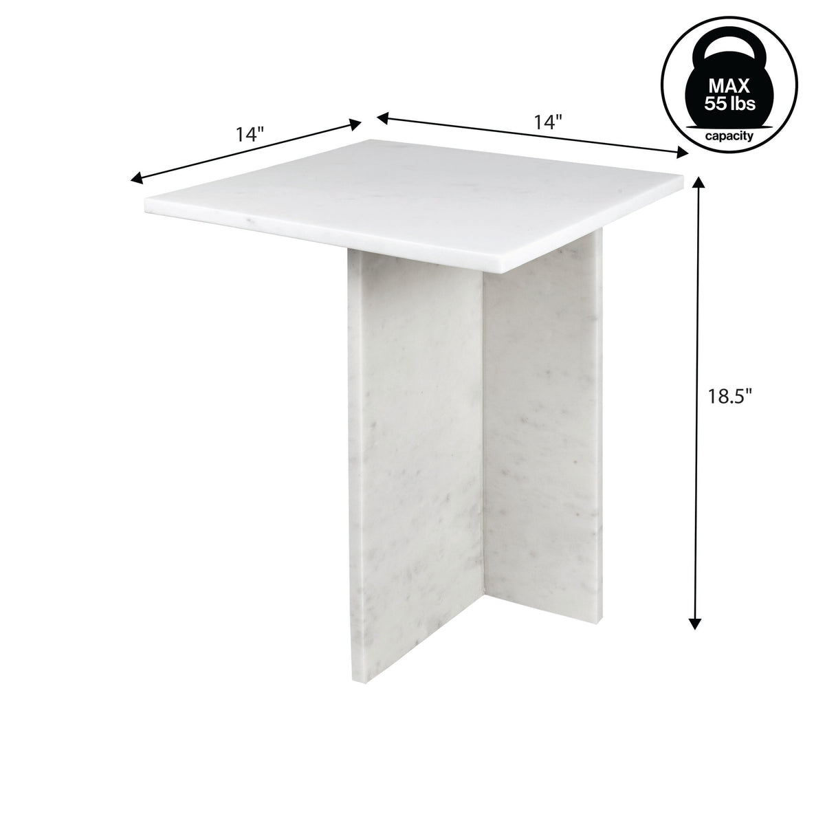 Stone 18.5" Contemporary Natural Marble Handmade T-Shaped End Table