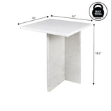 Stone 18.5" Contemporary Natural Marble Handmade T-Shaped End Table