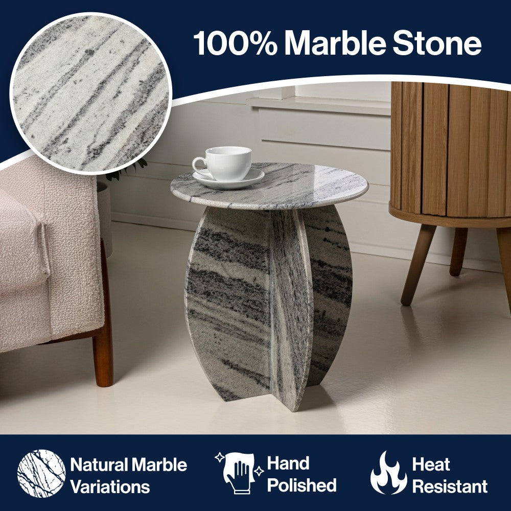 Decorative 17.5" Contemporary Natural Marble Handmade X-Shaped End Table