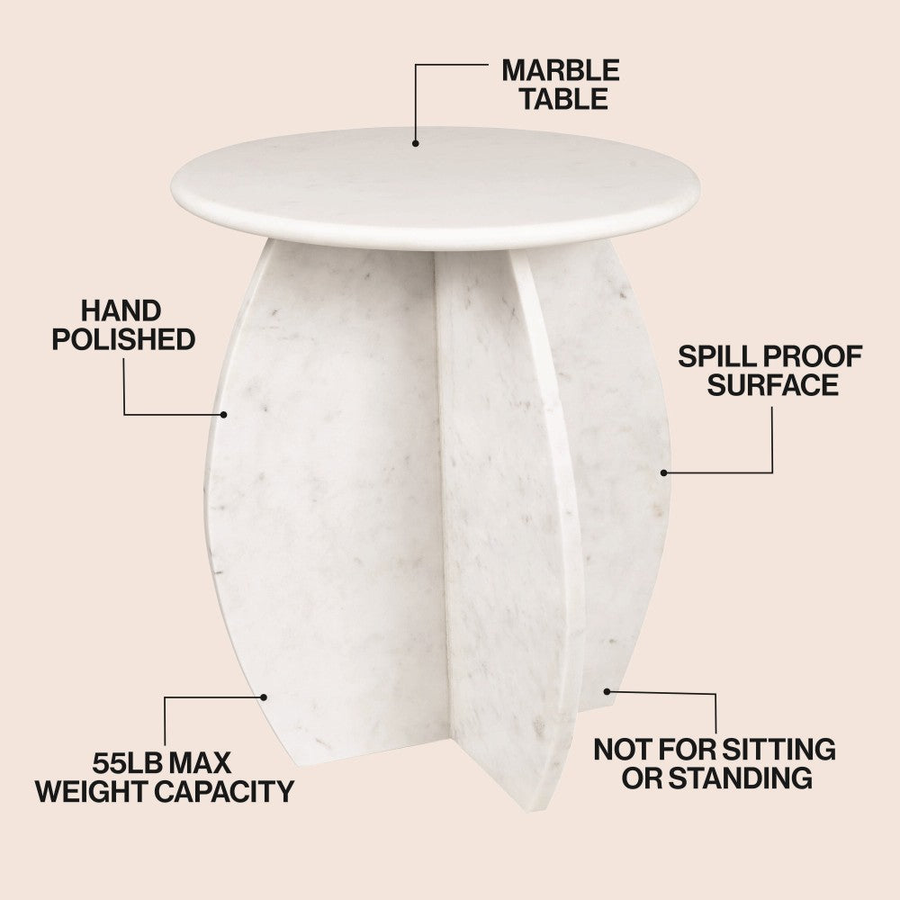 Decorative 17.5" Contemporary Natural Marble Handmade X-Shaped End Table