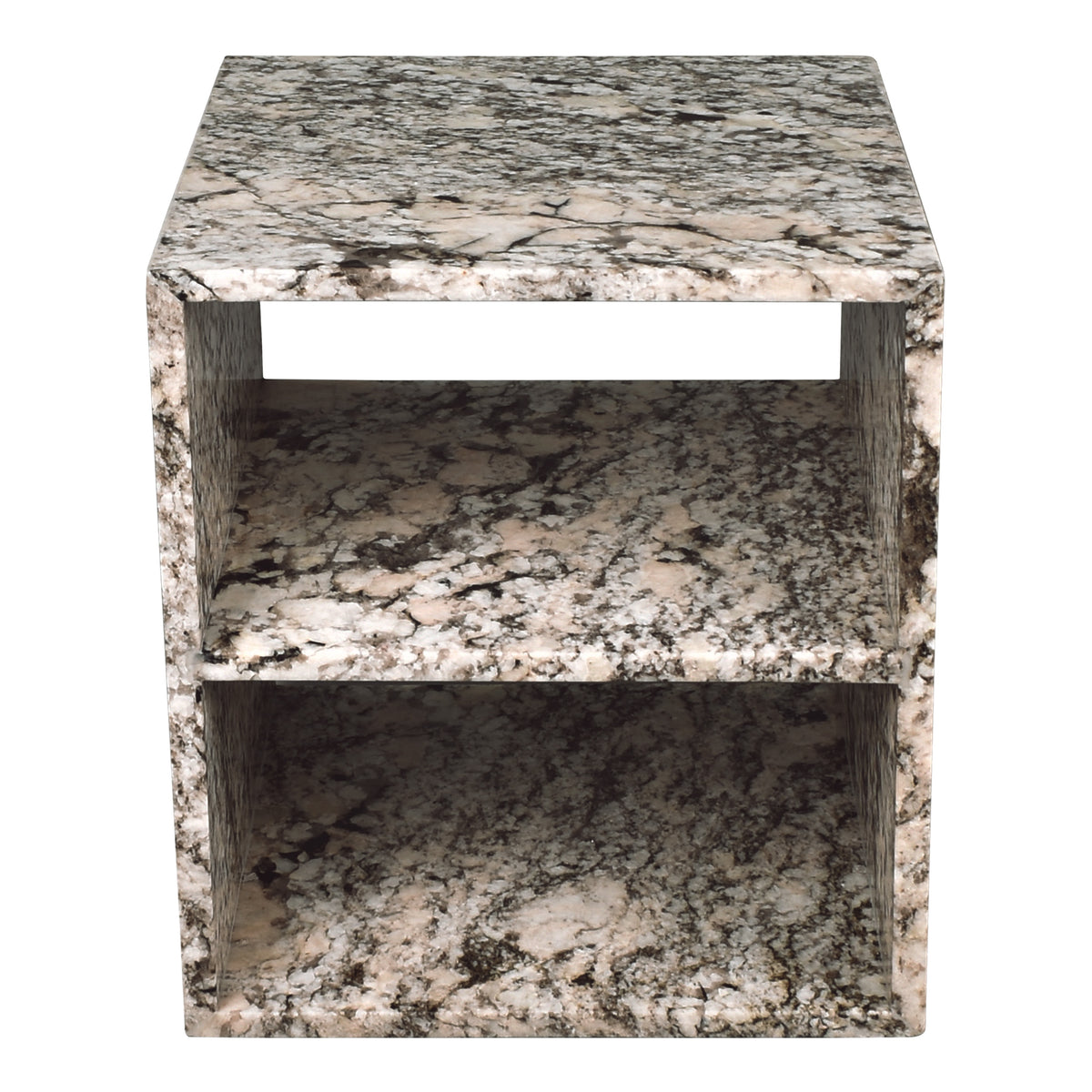 Walker 20" Modern Natural Marble Handmade Rectangular 2-Shelf End Table