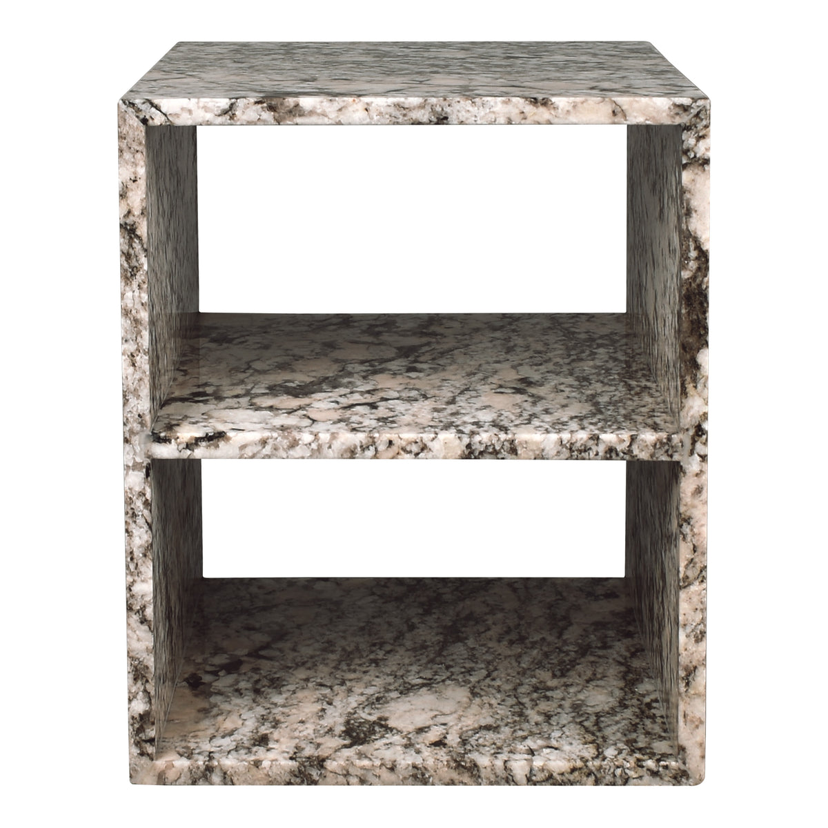 Walker 20" Modern Natural Marble Handmade Rectangular 2-Shelf End Table
