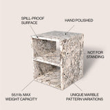 Walker 20" Modern Natural Marble Handmade Rectangular 2-Shelf End Table