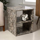 Walker 20" Modern Natural Marble Handmade Rectangular 2-Shelf End Table