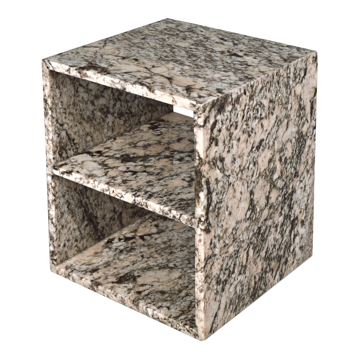 Walker 20" Modern Natural Marble Handmade Rectangular 2-Shelf End Table