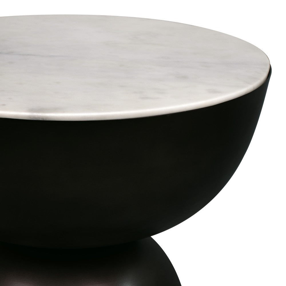 Cone 20" Contemporary Natural Marble/Metal Handmade Hourglass End Table