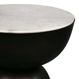 Cone 20" Contemporary Natural Marble/Metal Handmade Hourglass End Table