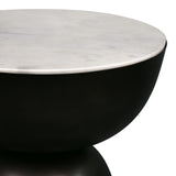 Cone 20" Contemporary Natural Marble/Metal Handmade Hourglass End Table