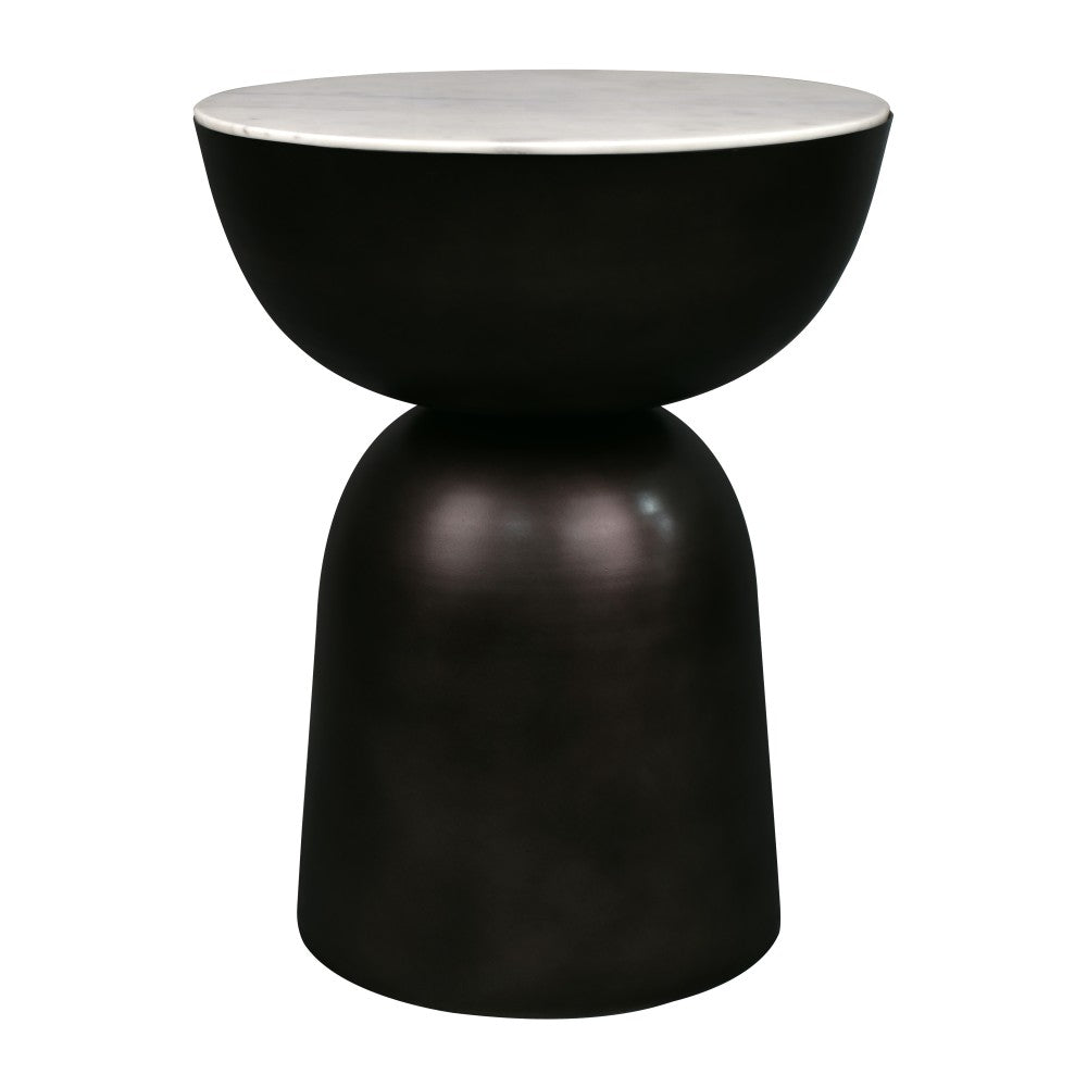 Cone 20" Contemporary Natural Marble/Metal Handmade Hourglass End Table