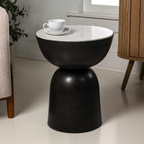 Cone 20" Contemporary Natural Marble/Metal Handmade Hourglass End Table