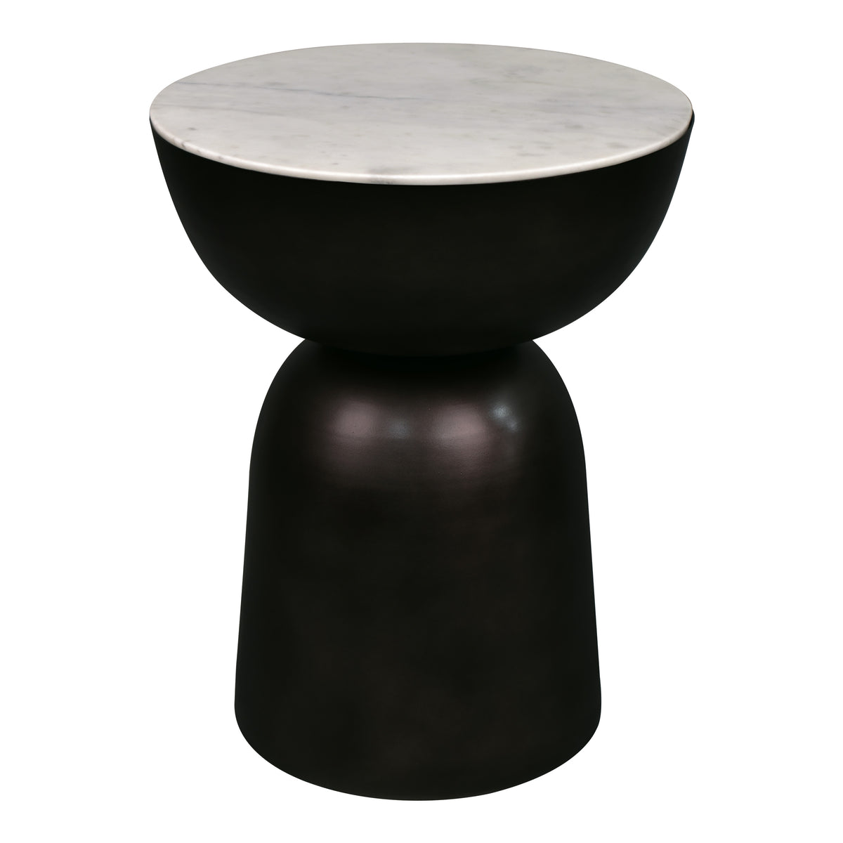 Cone 20" Contemporary Natural Marble/Metal Handmade Hourglass End Table