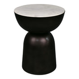 Cone 20" Contemporary Natural Marble/Metal Handmade Hourglass End Table