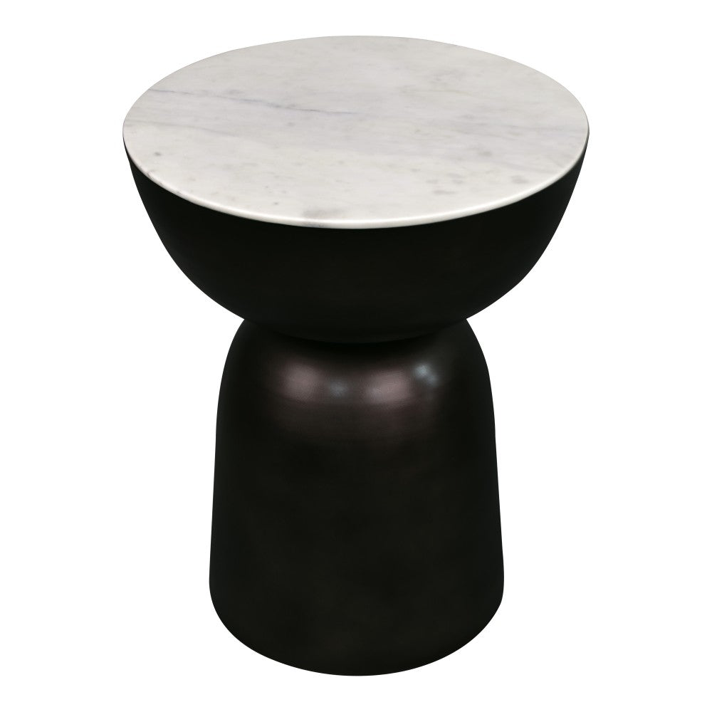 Cone 20" Contemporary Natural Marble/Metal Handmade Hourglass End Table