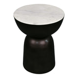 Cone 20" Contemporary Natural Marble/Metal Handmade Hourglass End Table